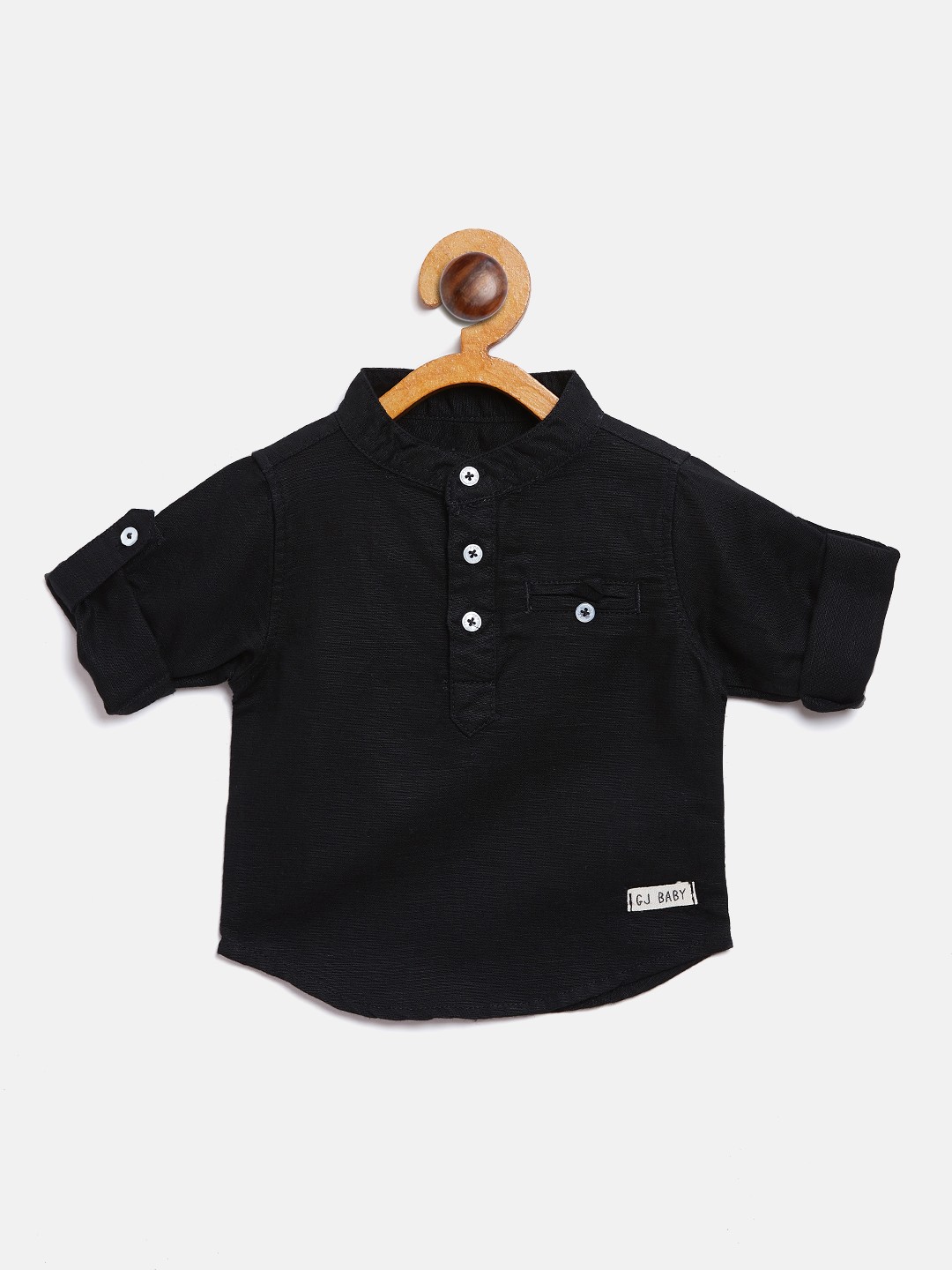 

Gini and Jony Boys Black Regular Fit Solid Casual Shirt