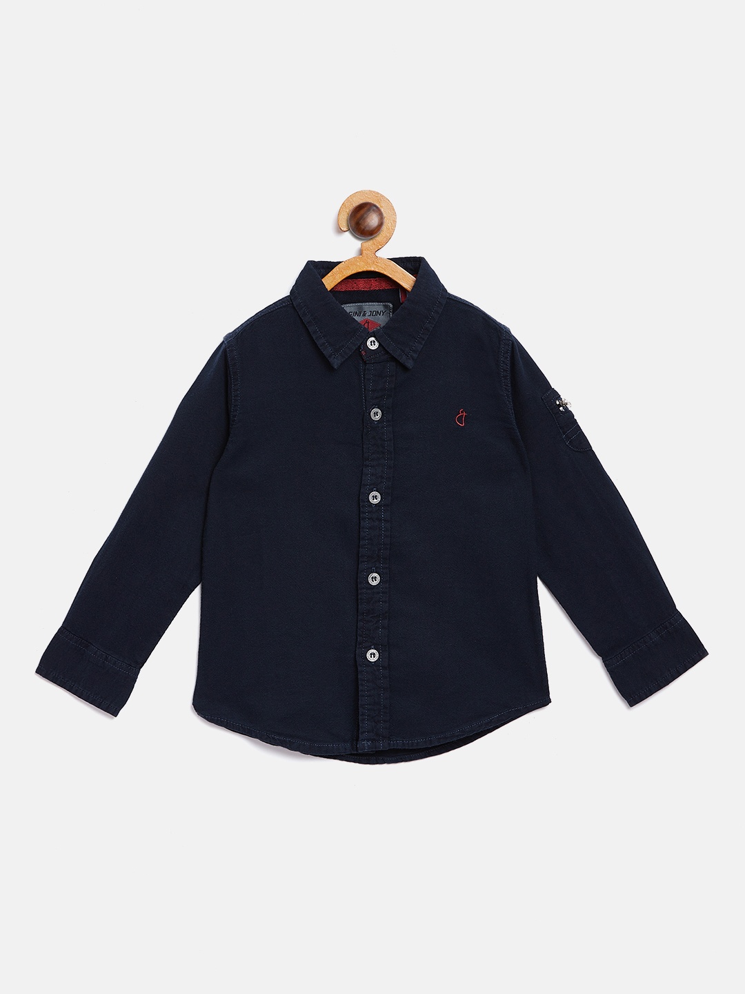 

Gini and Jony Boys Navy Blue Regular Fit Solid Casual Shirt