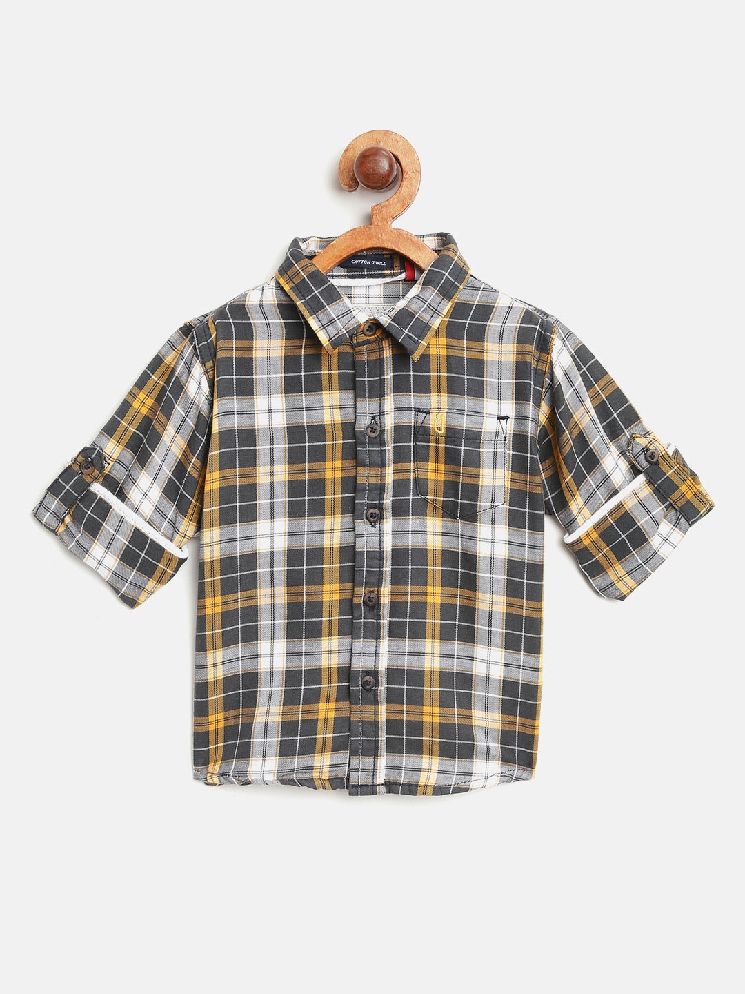

Gini and Jony Boys Charcoal Grey & White Regular Fit Checked Casual Shirt