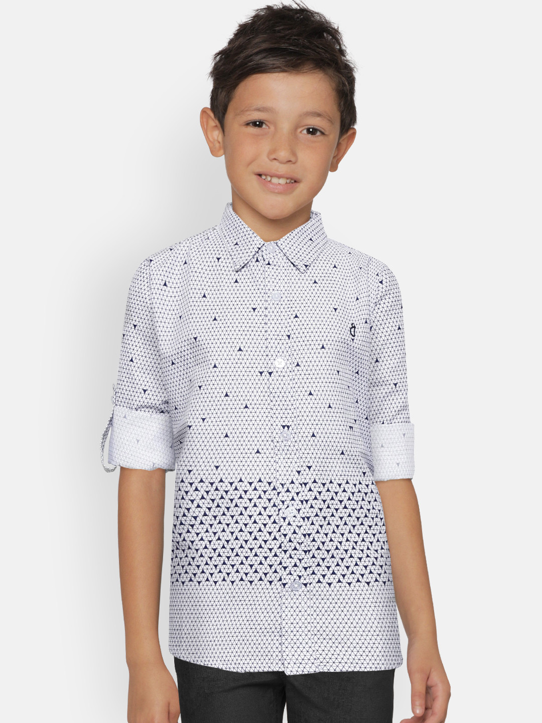 

Gini and Jony Boys White & Navy Blue Regular Fit Printed Casual Shirt