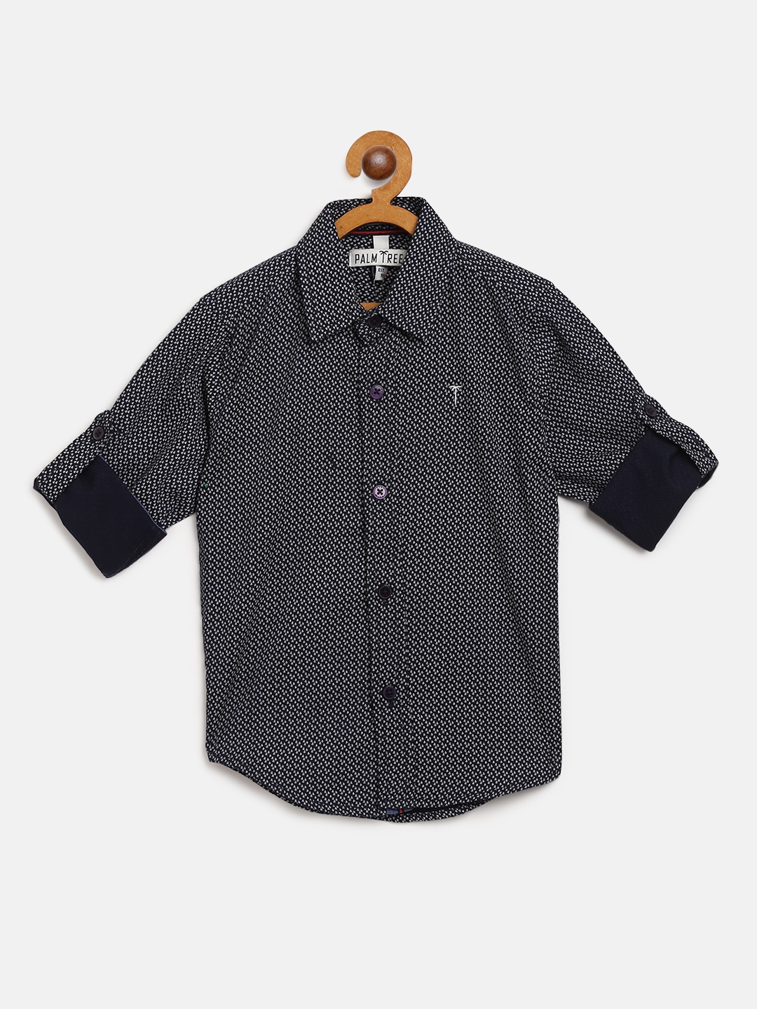 

Palm Tree Boys Navy Blue & White Regular Fit Printed Casual Shirt