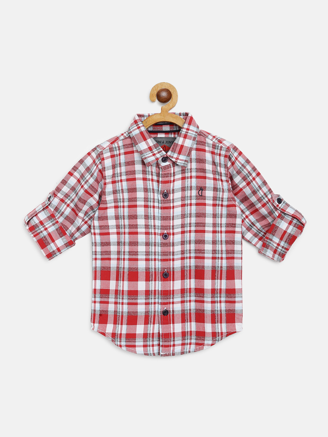 

Gini and Jony Boys White & Red Pure Cotton Regular Fit Checked Casual Shirt