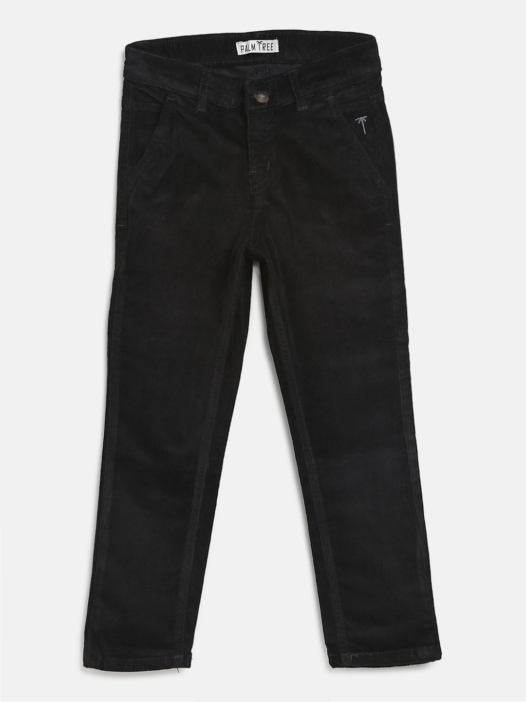 

Palm Tree Boys Black Slim Fit Corduroy Solid Regular Trousers