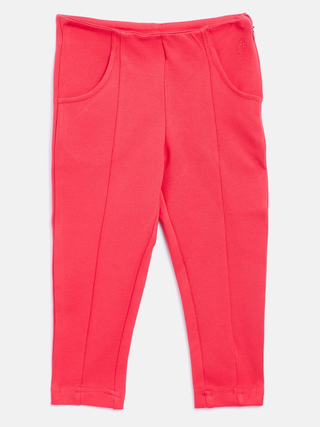 

Gini and Jony Girls Coral Pink Solid Treggings