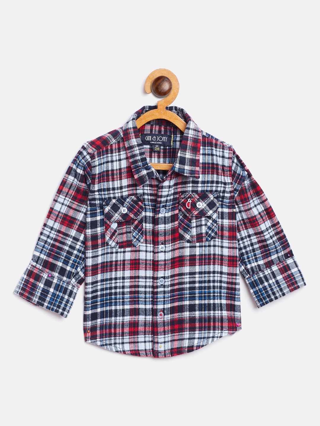 

Gini and Jony Boys Blue & Red Slim Fit Checked Casual Shirt