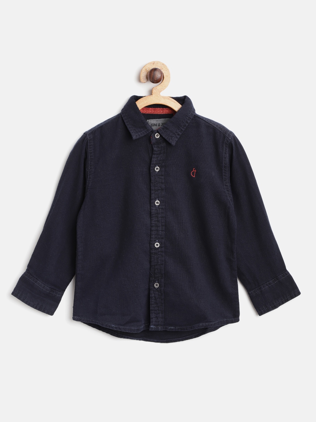 

Gini and Jony Boys Navy Blue Solid Regular Fit Casual Shirt