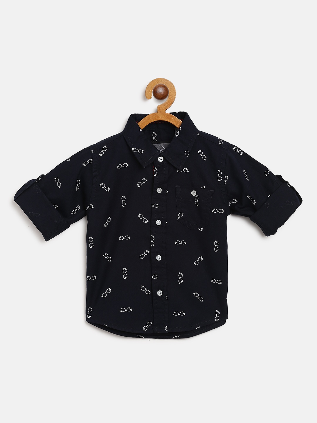 

Palm Tree Boys Navy Blue & White Regular Fit Printed Casual Shirt