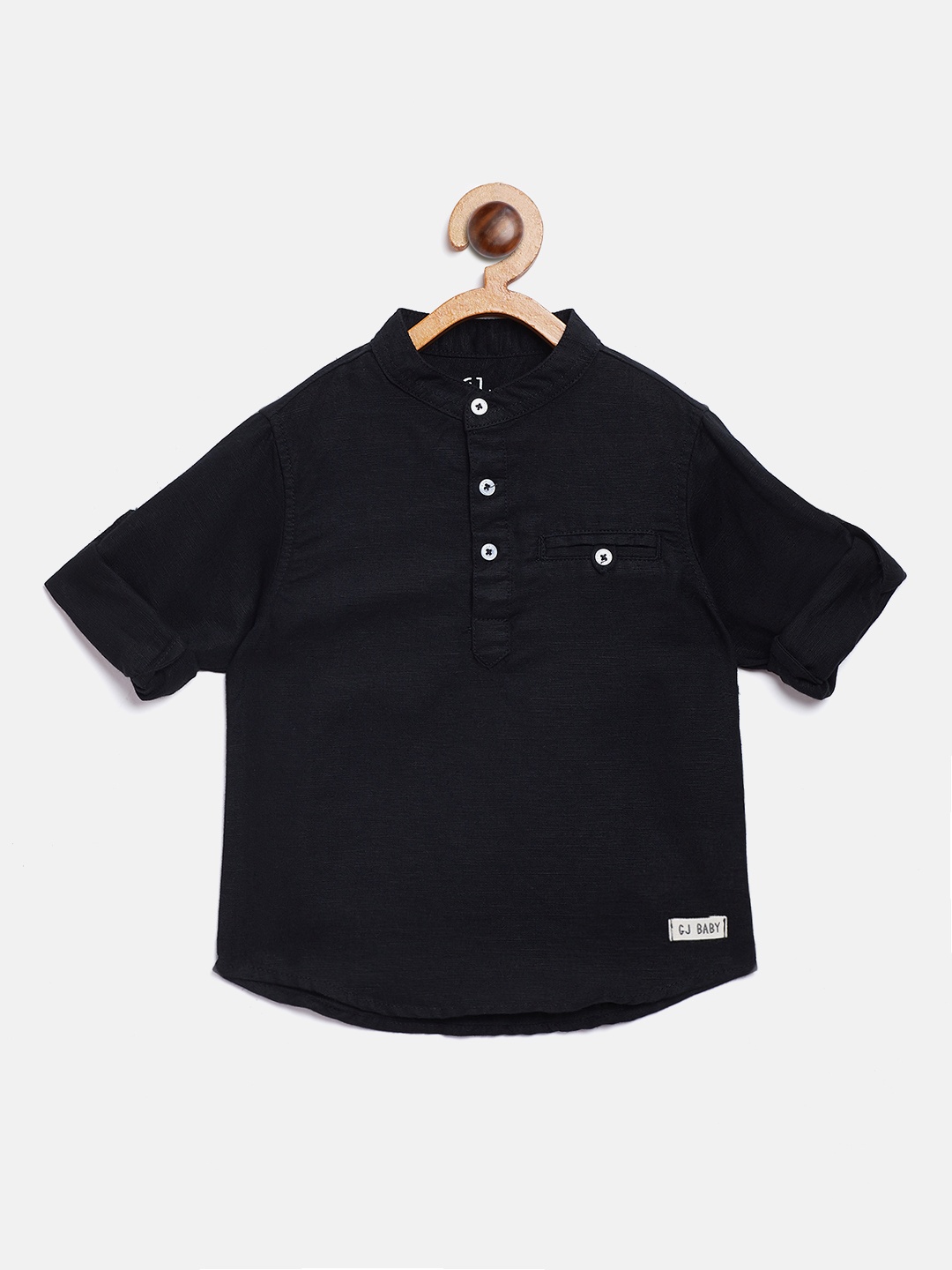 

Gini and Jony Boys Black Regular Fit Solid Casual Shirt