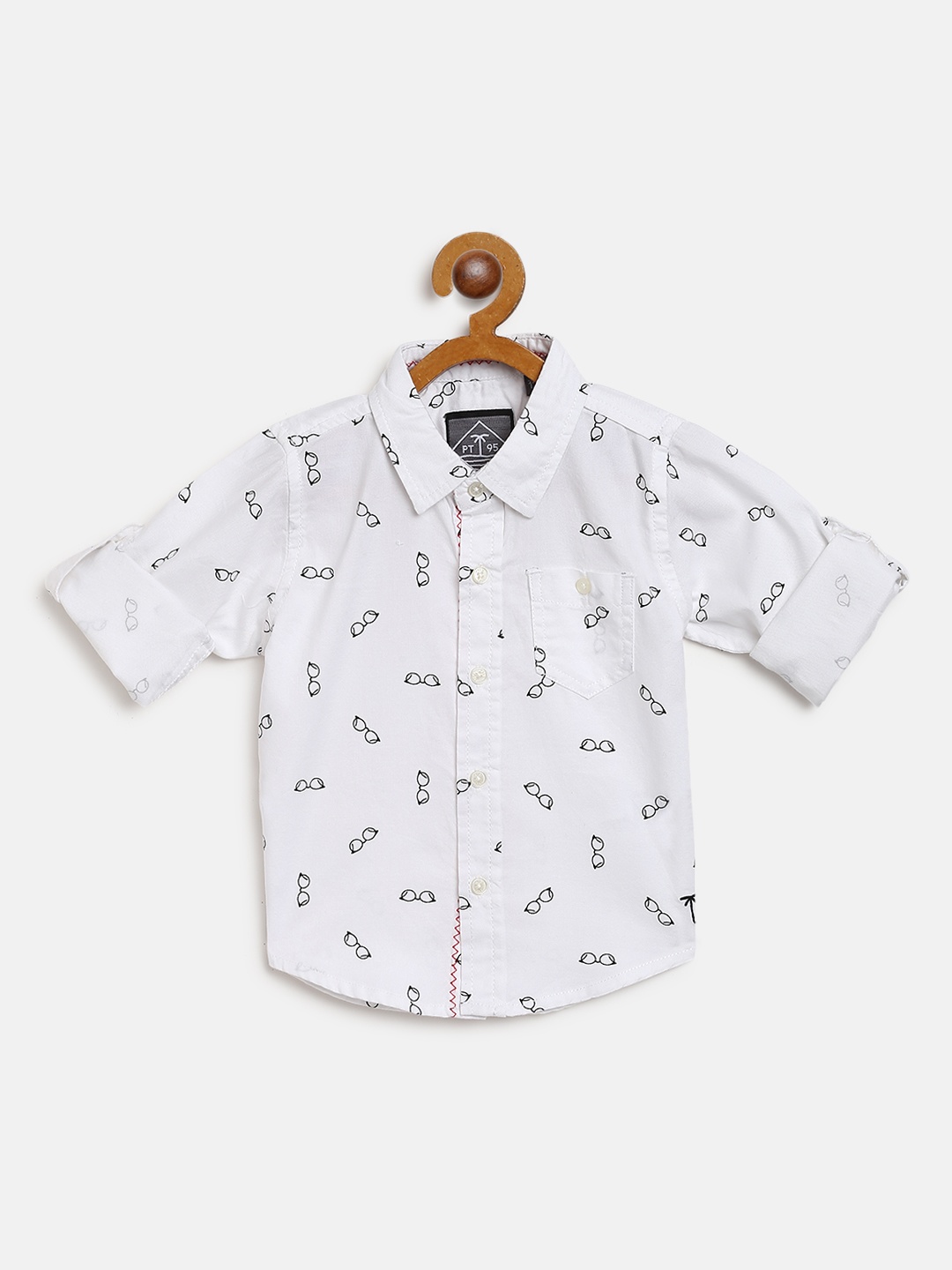 

Palm Tree Boys White & Black Regular Fit Printed Casual Shirt