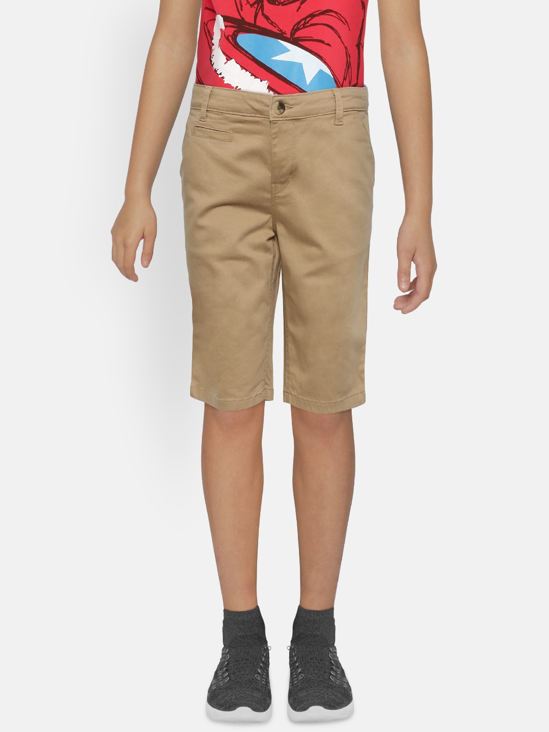 

Palm Tree Boys Khaki Solid Regular Fit Chino Shorts