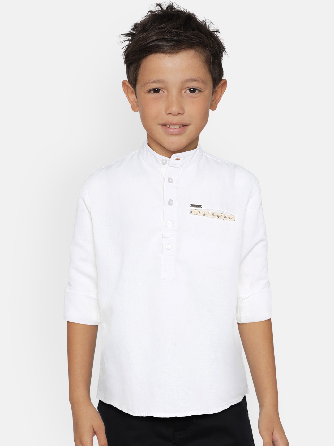 

Gini and Jony Boys White Solid Regular Fit Casual Shirt