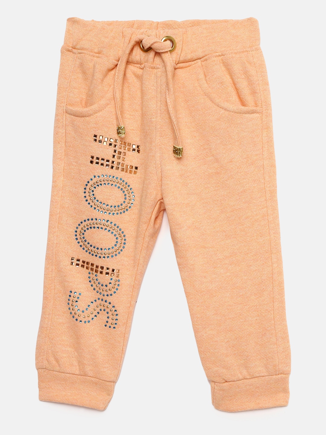 

Little Kangaroos Girls Peach Embellished Joggers