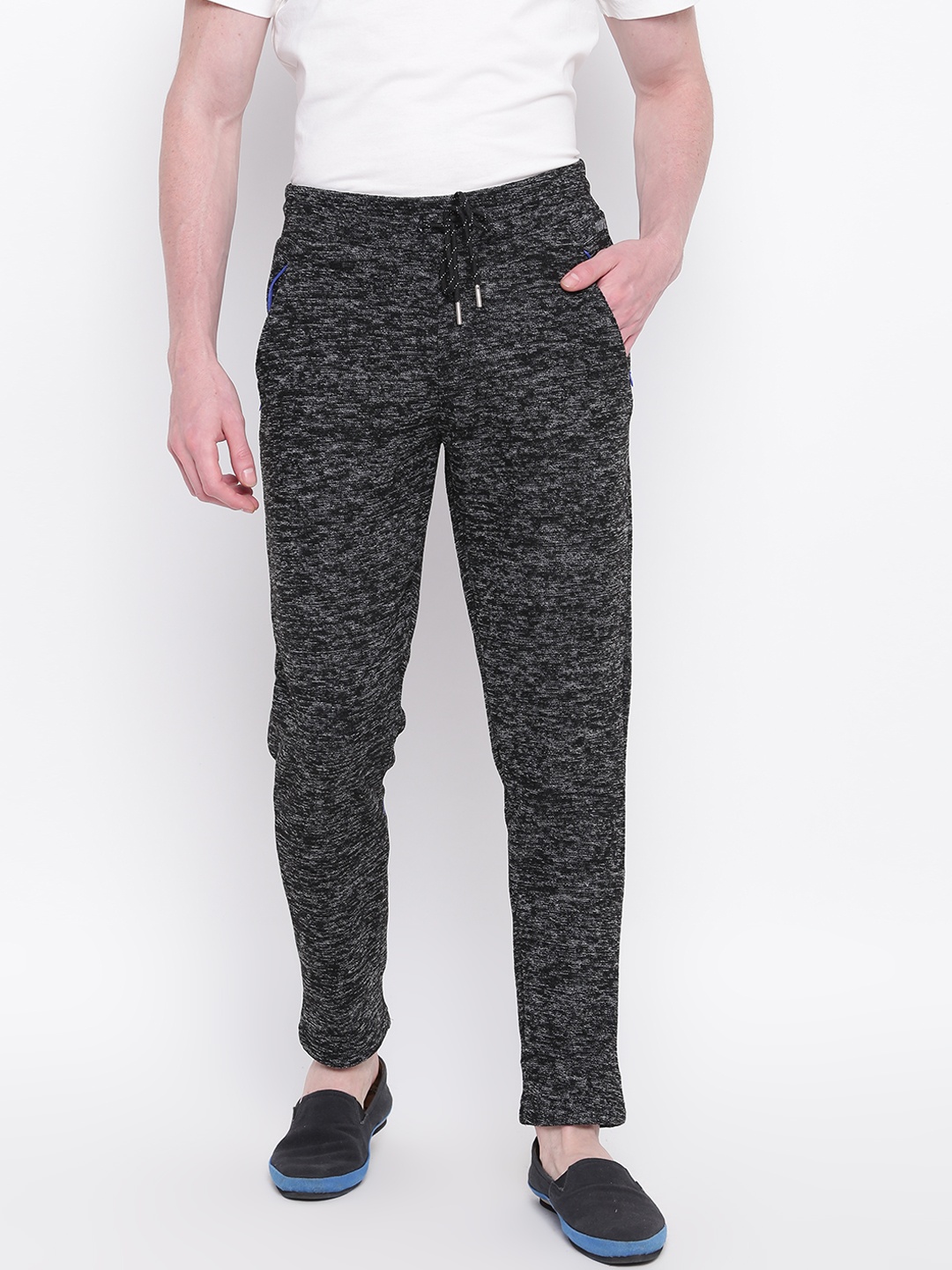 

Sweet Dreams Men Charcoal Grey Self Design Track Pants