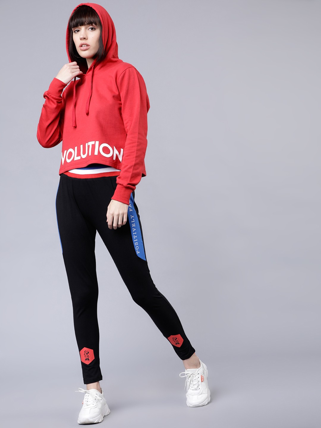 

Tokyo Talkies Women Red Printed Hooded Sweatshirt