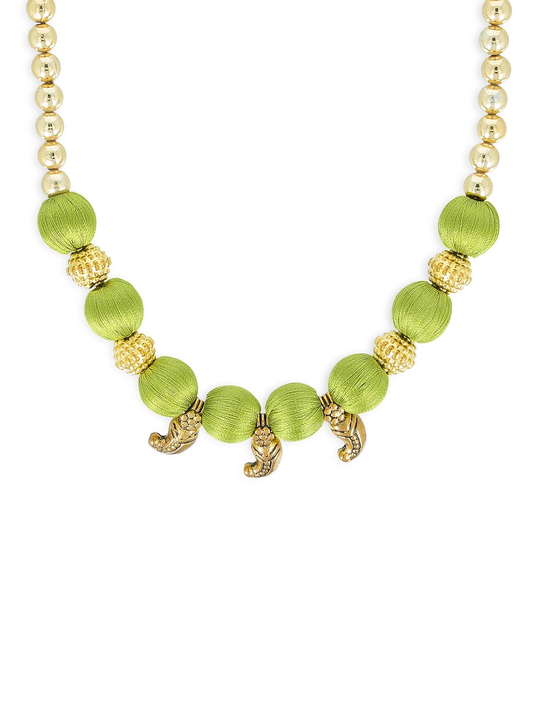 

AKSHARA Girls Gold-Toned & Green Synthetic Handcrafted Necklace