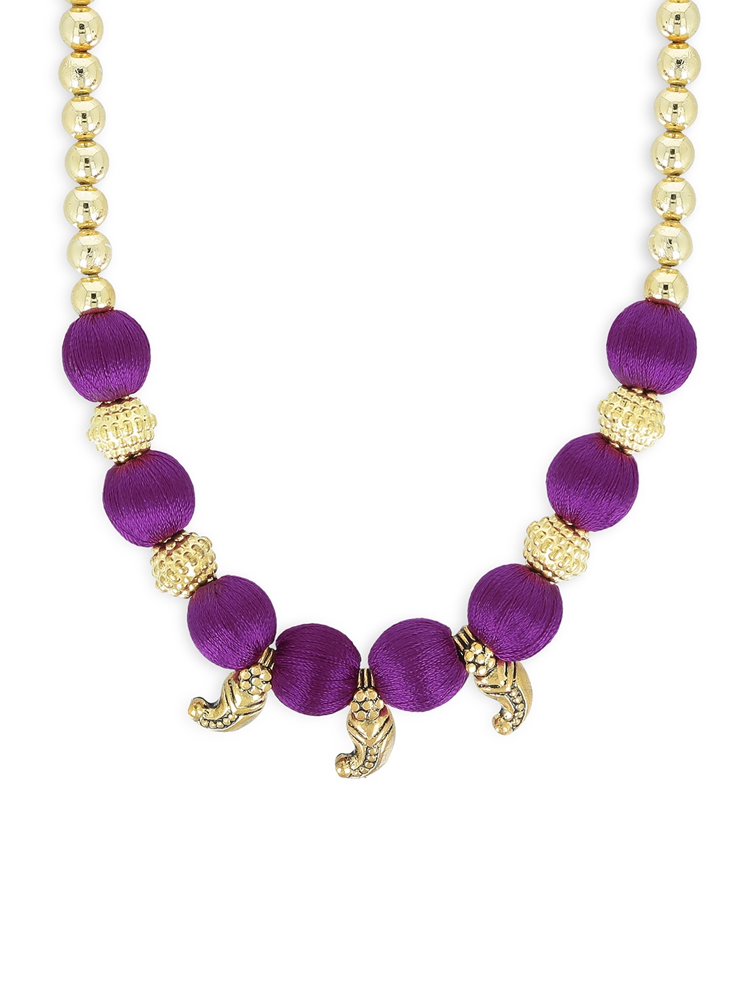 

AKSHARA Girls Gold-Toned & Purple Synthetic Handcrafted Necklace