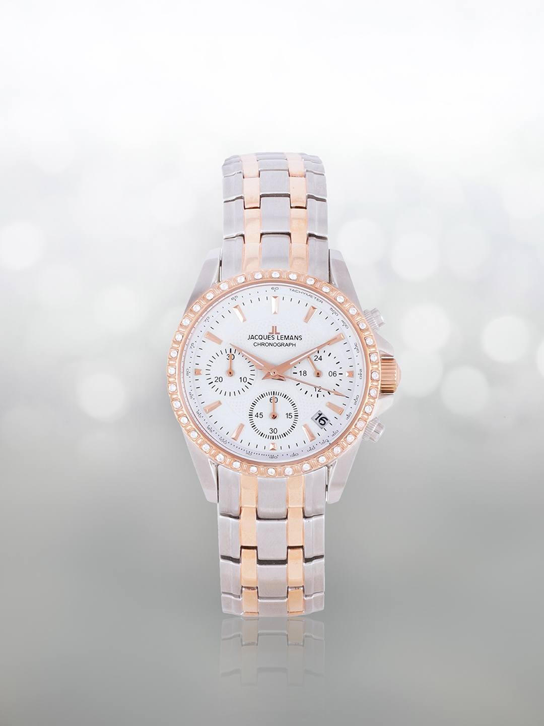 

Jacques Lemans Women White Chronograph Watch 1-1864D