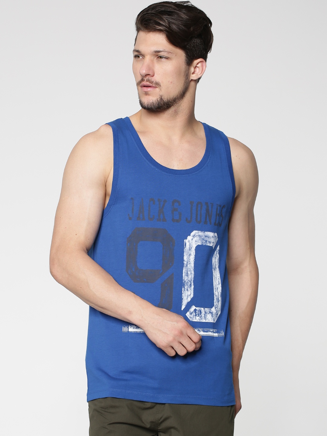 

Jack & Jones Men Blue Printed Tank Vest