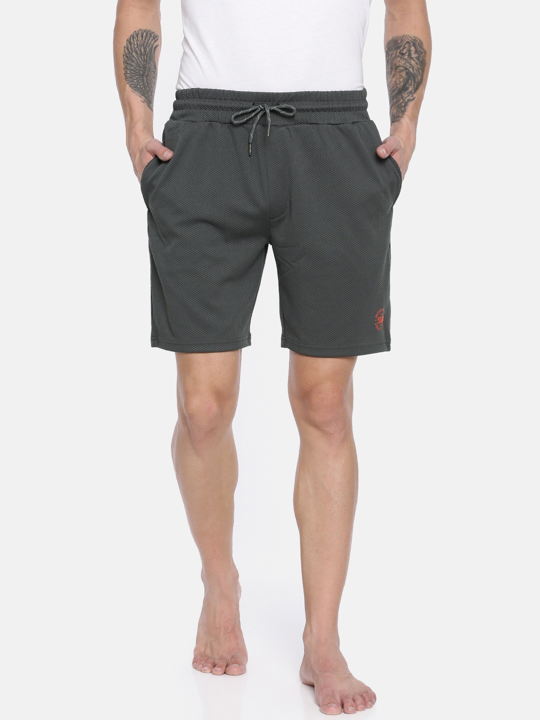 

Jack & Jones Men Grey Self Design Lounge Shorts