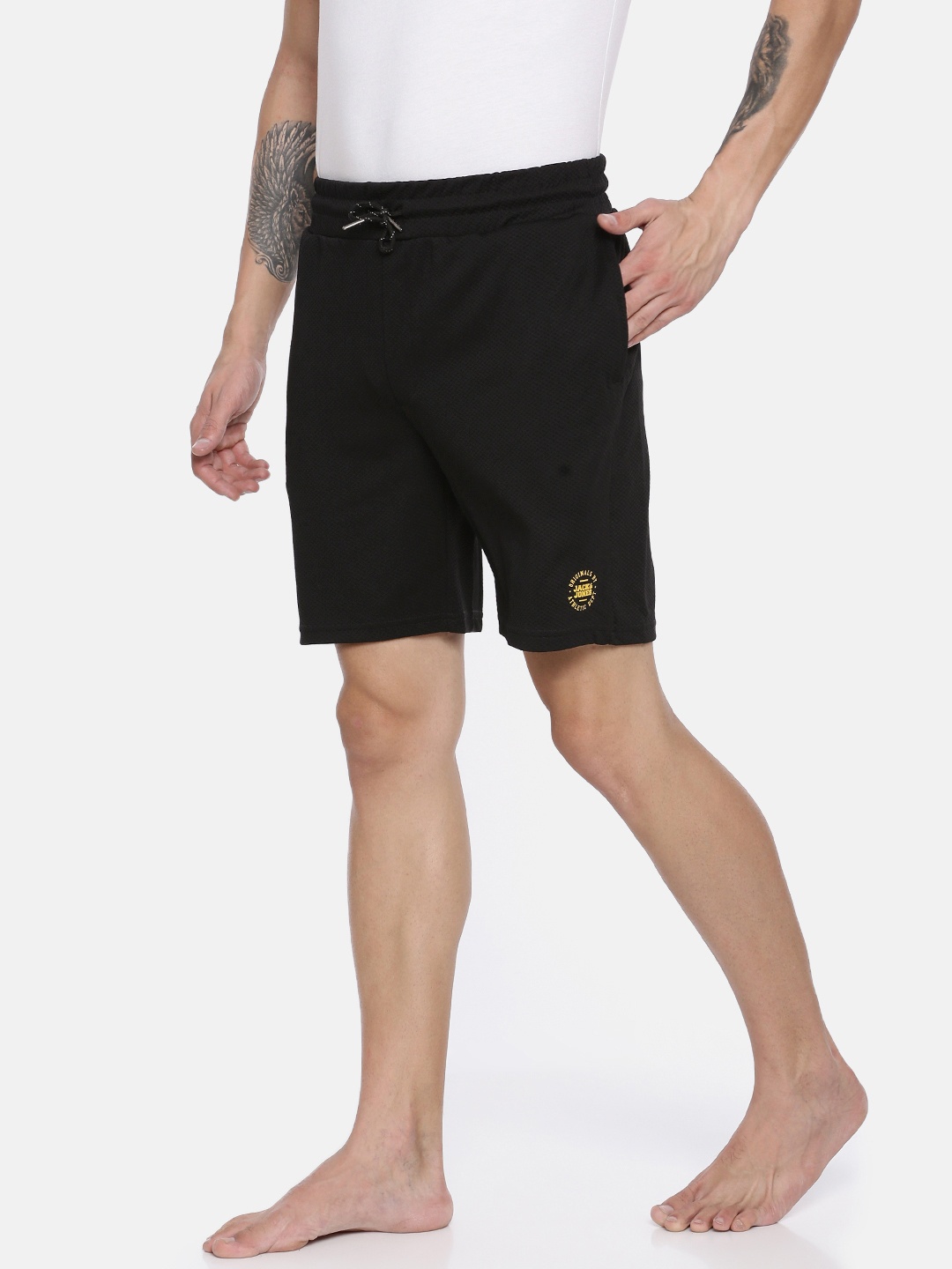 

Jack & Jones Men Black Self Design Lounge Shorts