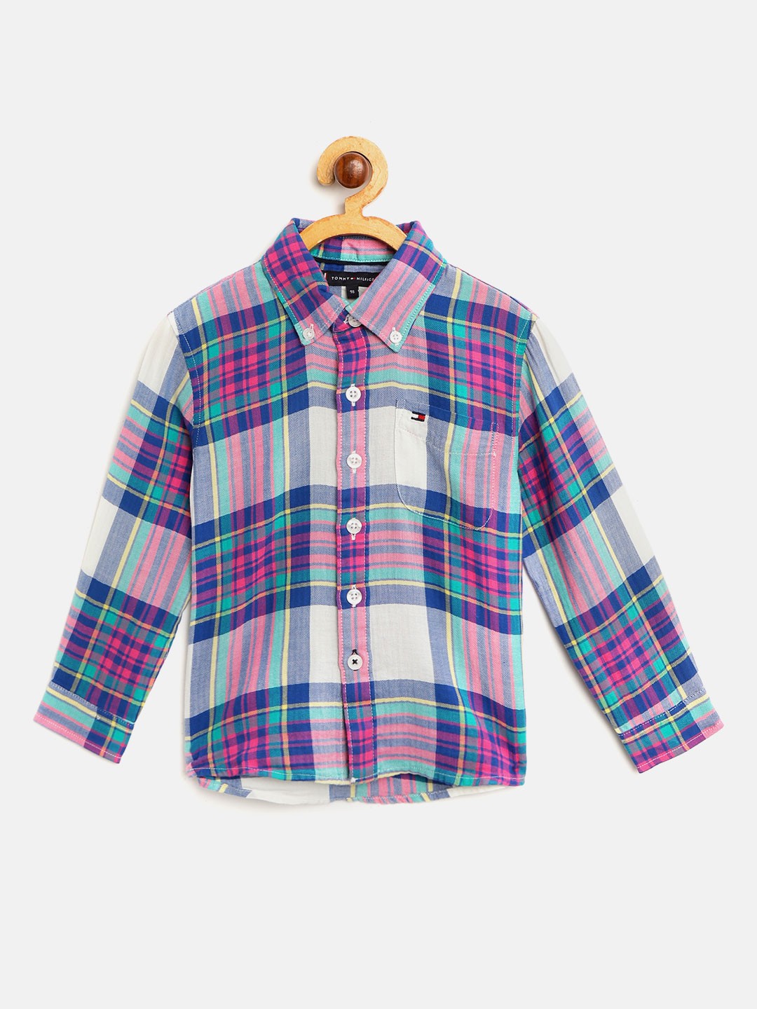 

Tommy Hilfiger Boys Pink & Navy Blue Regular Fit Checked Casual Shirt