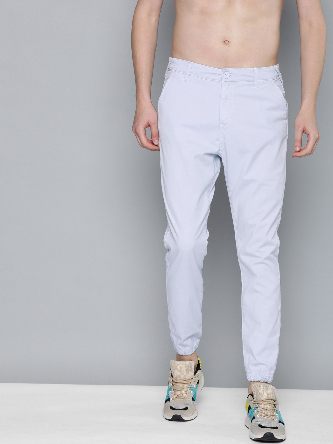 

HERE&NOW Men Blue Jogger Slim Fit Mid-Rise Clean Look Stretchable Jeans