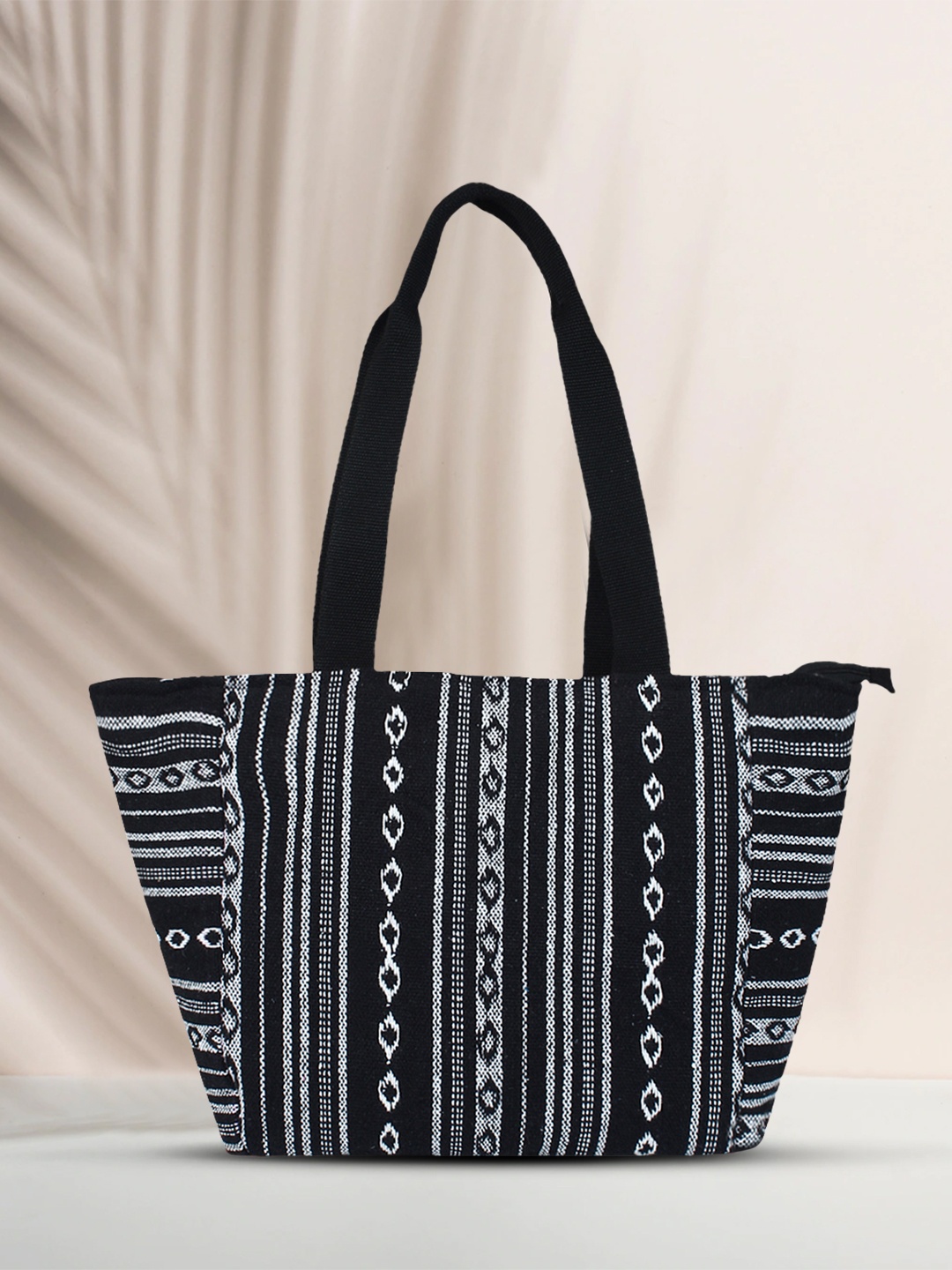 

Anekaant Black & White Self Design Shoulder Bag