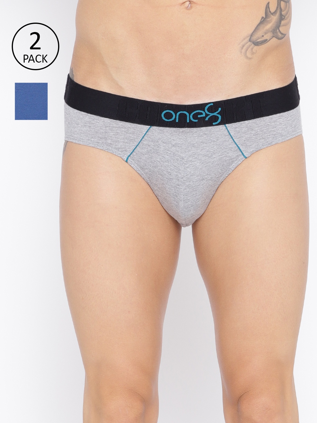 

one8 by Virat Kohli Men Pack of 2 Solid Briefs, Grey melange
