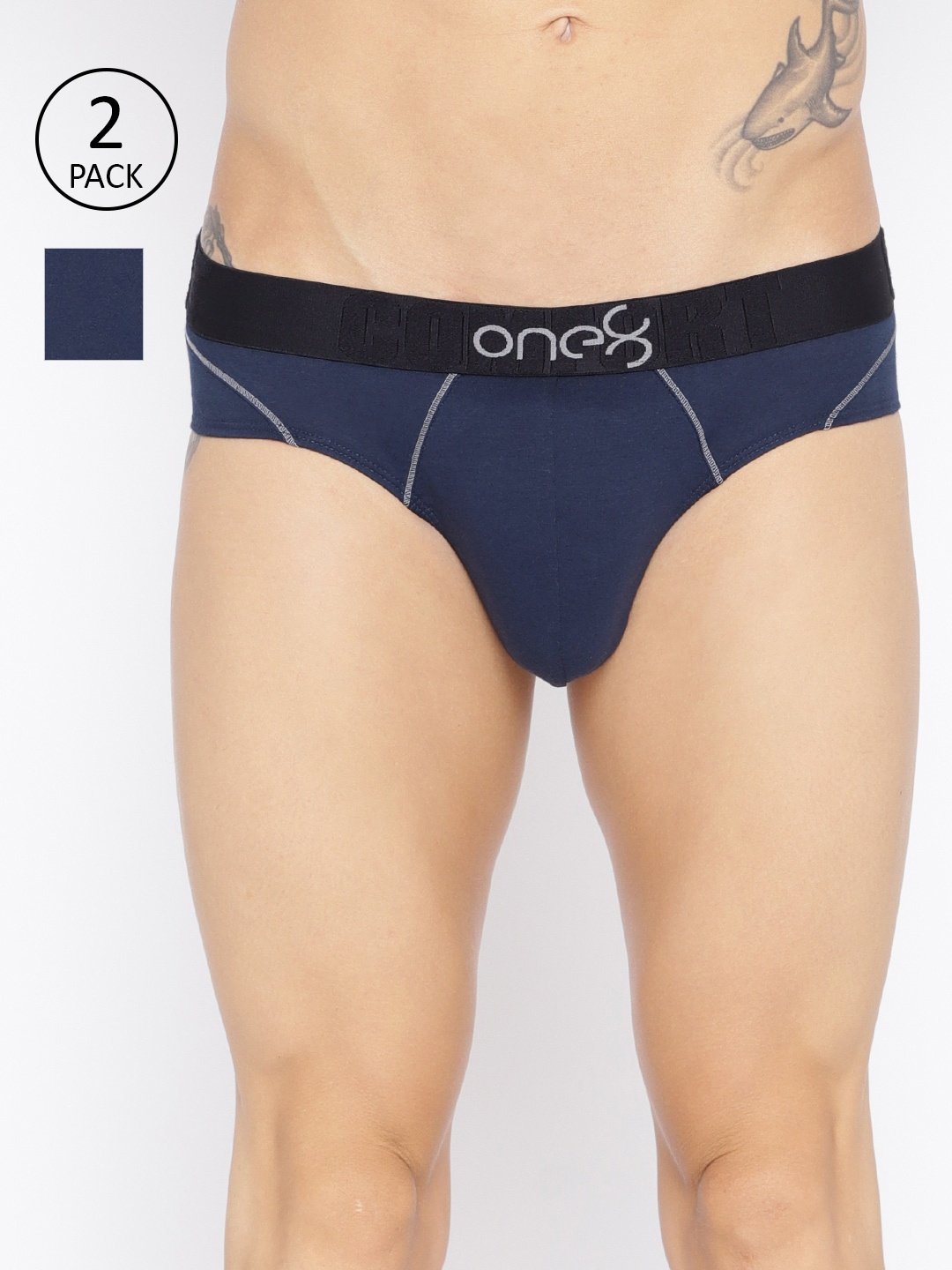 

one8 by Virat Kohli Men Pack of 2 Navy Blue Solid Briefs