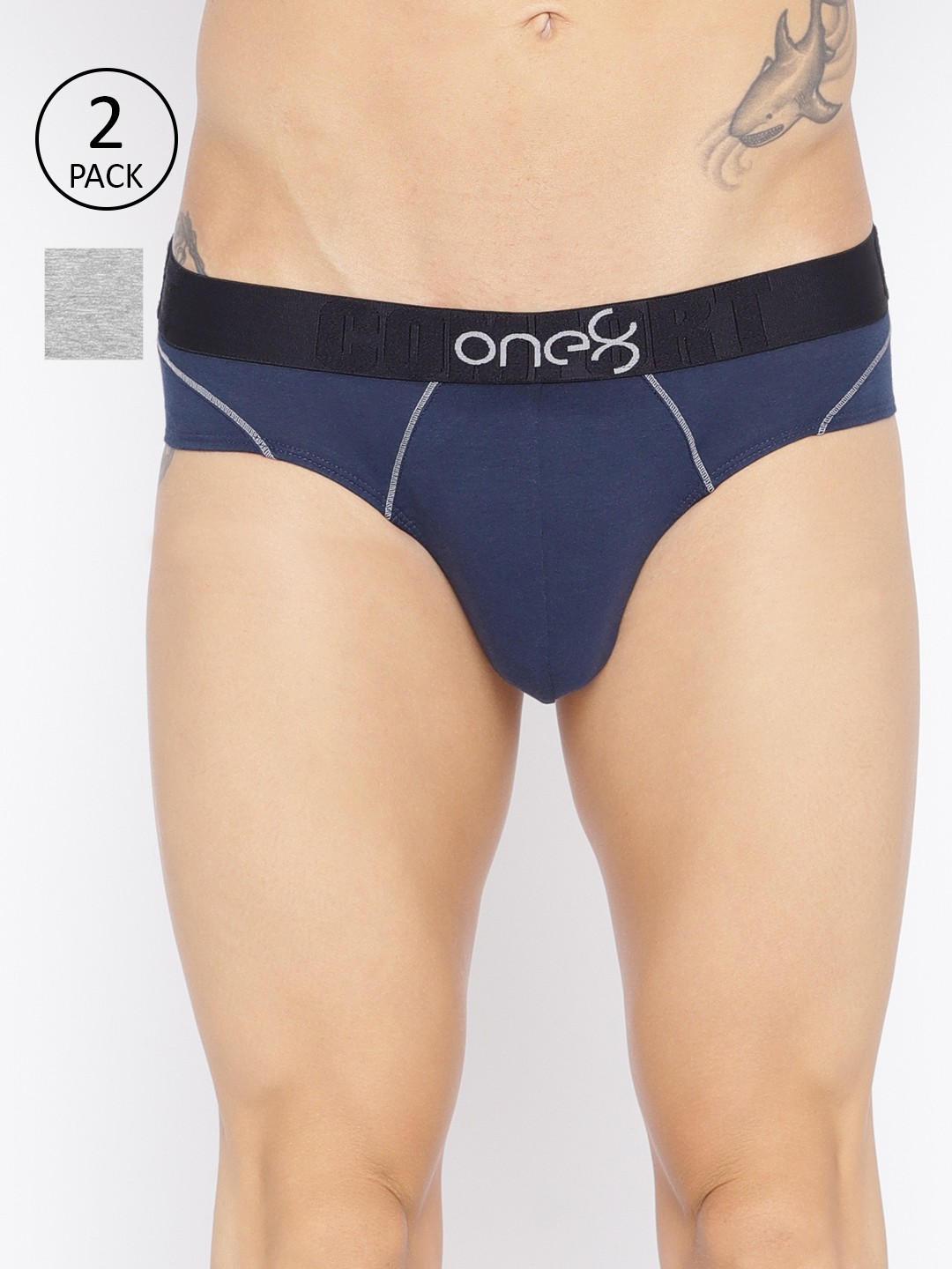 

one8 by Virat Kohli Men Pack of 2 Solid Briefs, Navy blue