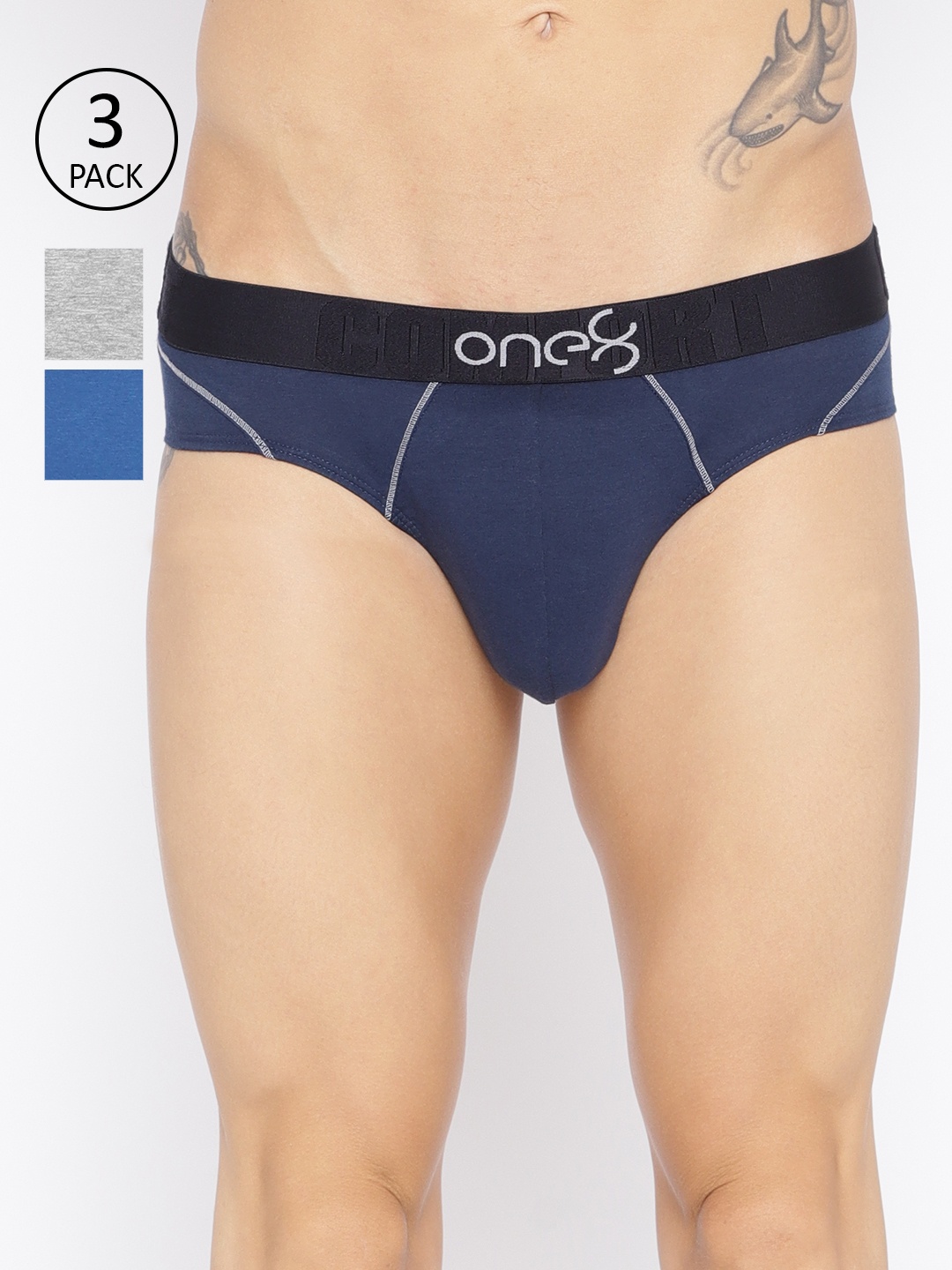 

one8 by Virat Kohli Men Pack of 3 Solid Briefs, Blue