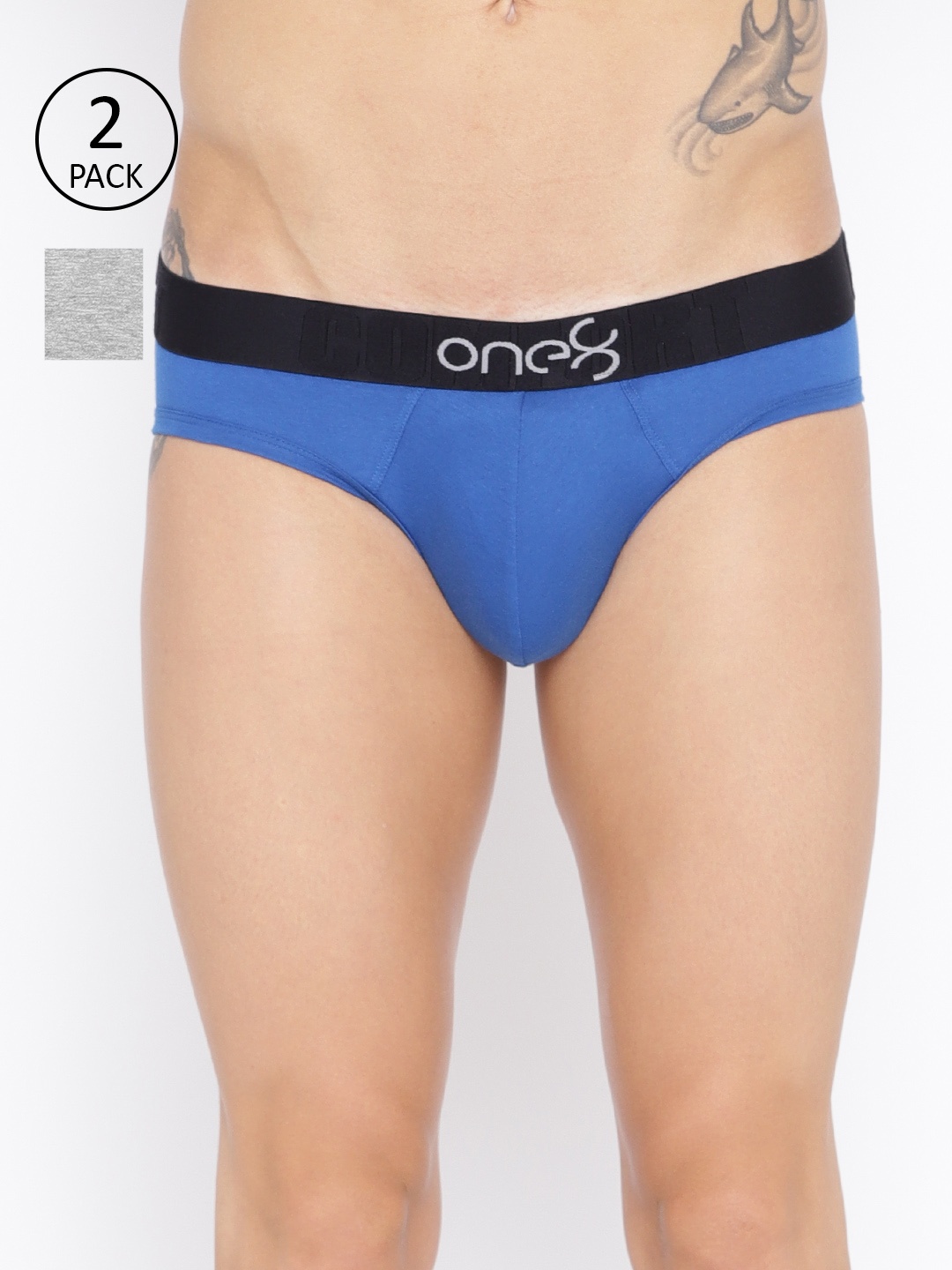 

one8 by Virat Kohli Men Pack Of 2 Solid Premium Cotton Fashion Briefs, Blue