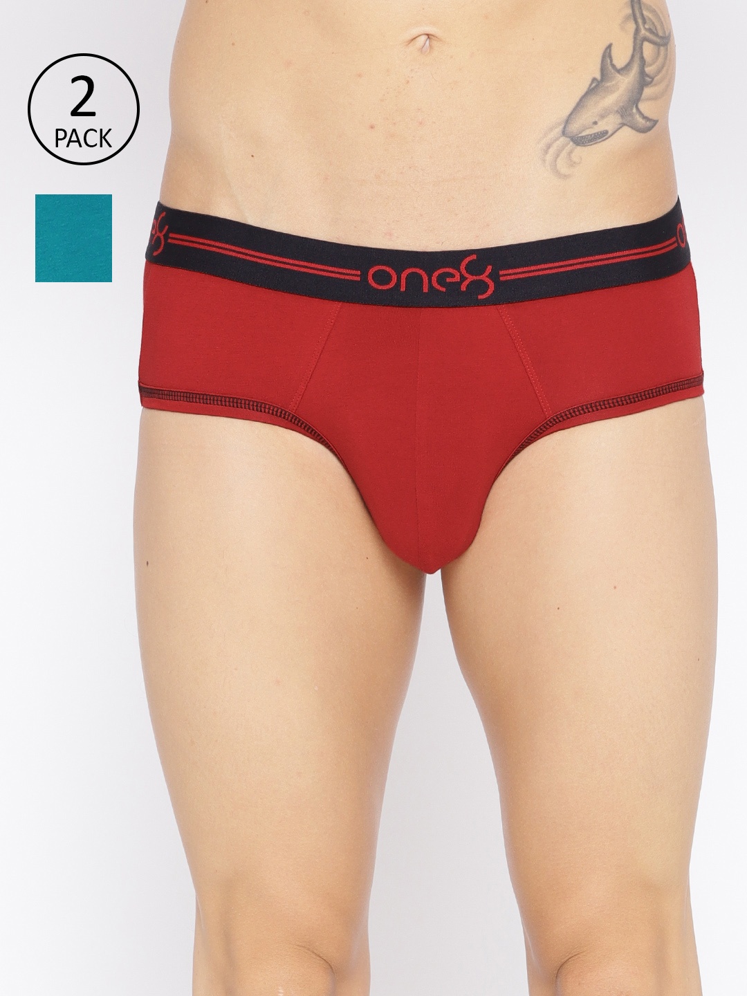 

one8 by Virat Kohli Men Pack of 2 Solid Super Cotton Stretch Briefs, Maroon