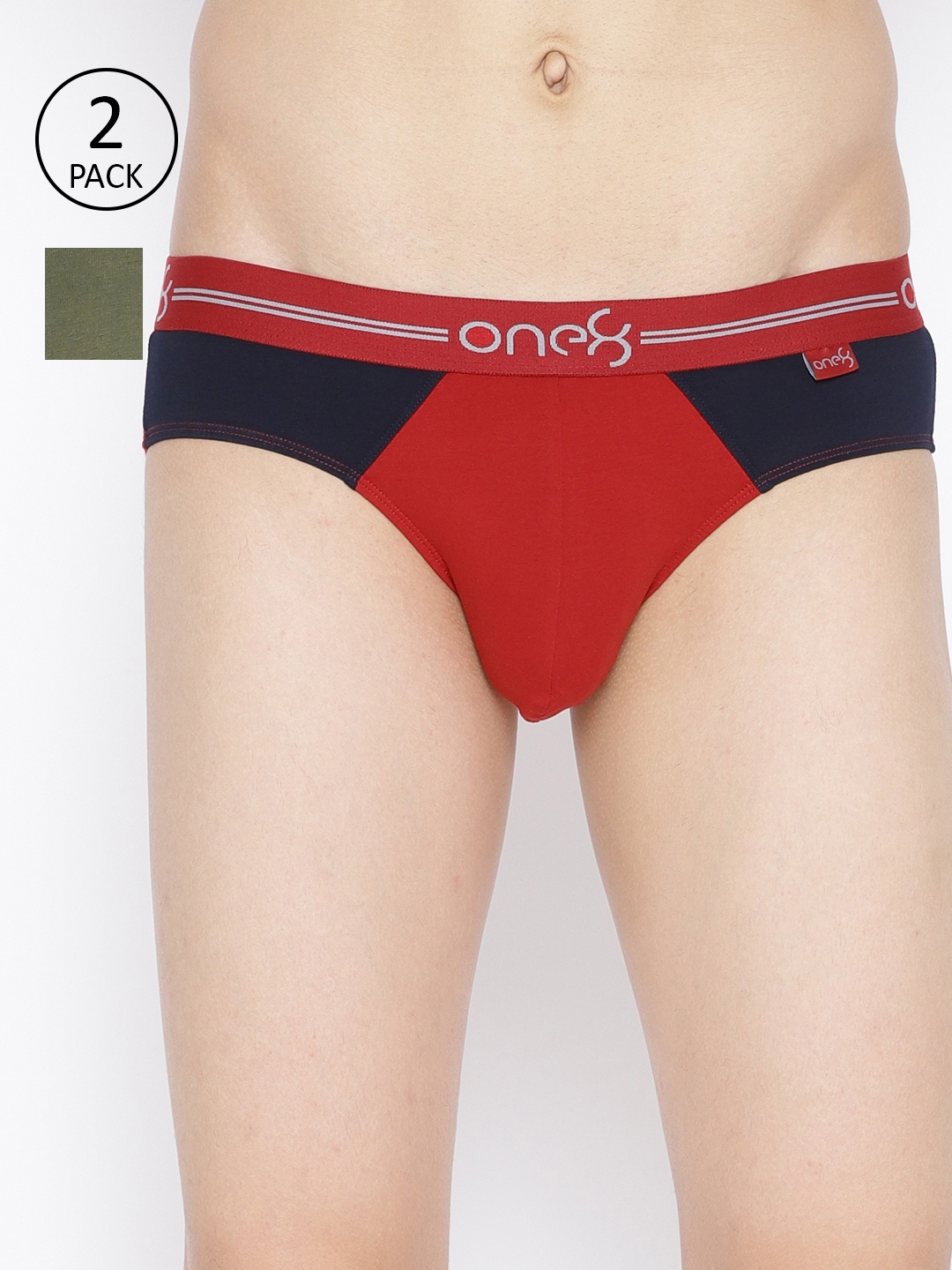 

one8 by Virat Kohli Men Pack of 2 Colourblocked Premium Cotton Stretch Briefs, Red