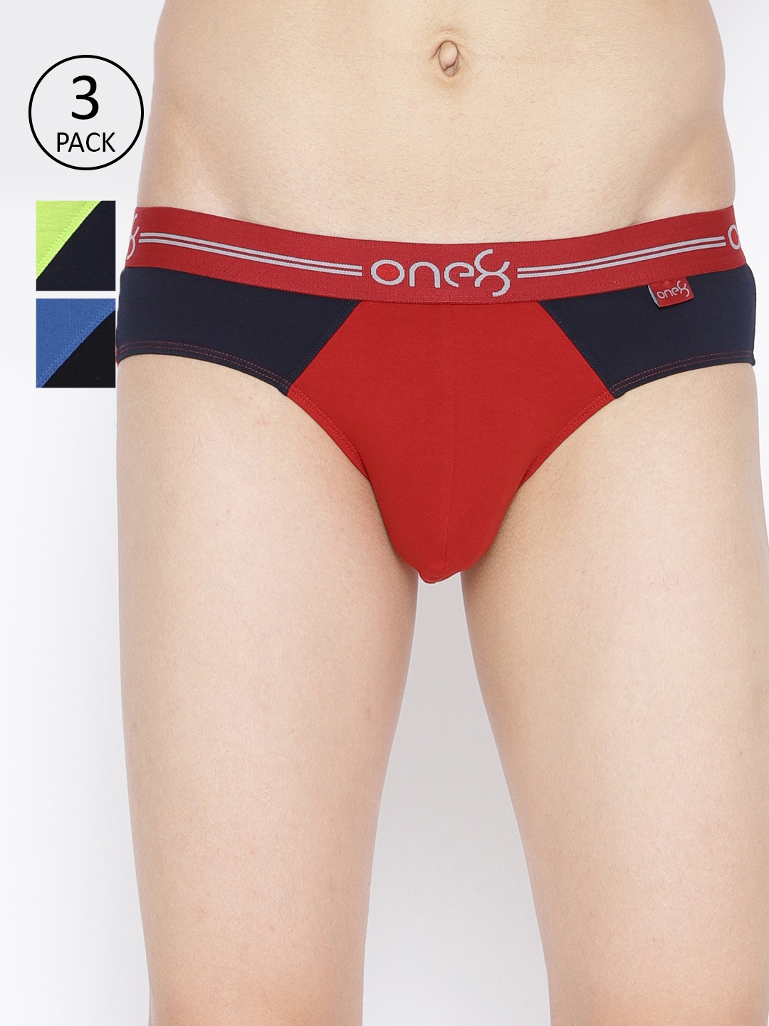 

one8 by Virat Kohli Men Pack of 3 Colourblocked Premium Cotton Stretch Briefs, Blue