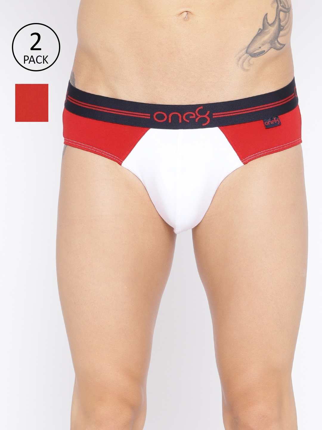 

one8 by Virat Kohli Men Pack of 3 Colourblocked Premium Cotton Stretch Briefs, White