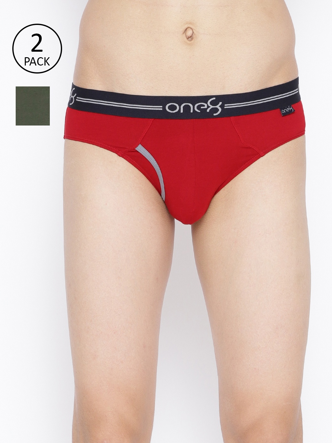 

one8 by Virat Kohli Men Pack of 2 Solid Premium Cotton Stretch Briefs, Red