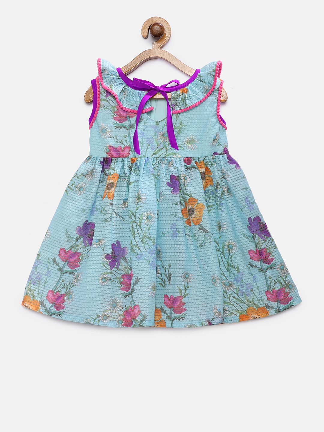 

MANY FROCKS & Girls Blue Floral Print Fit and Flare Dress