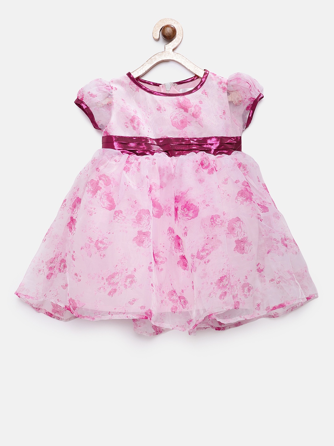 

MANY FROCKS & Girls Printed Pink Fit and Flare Dress