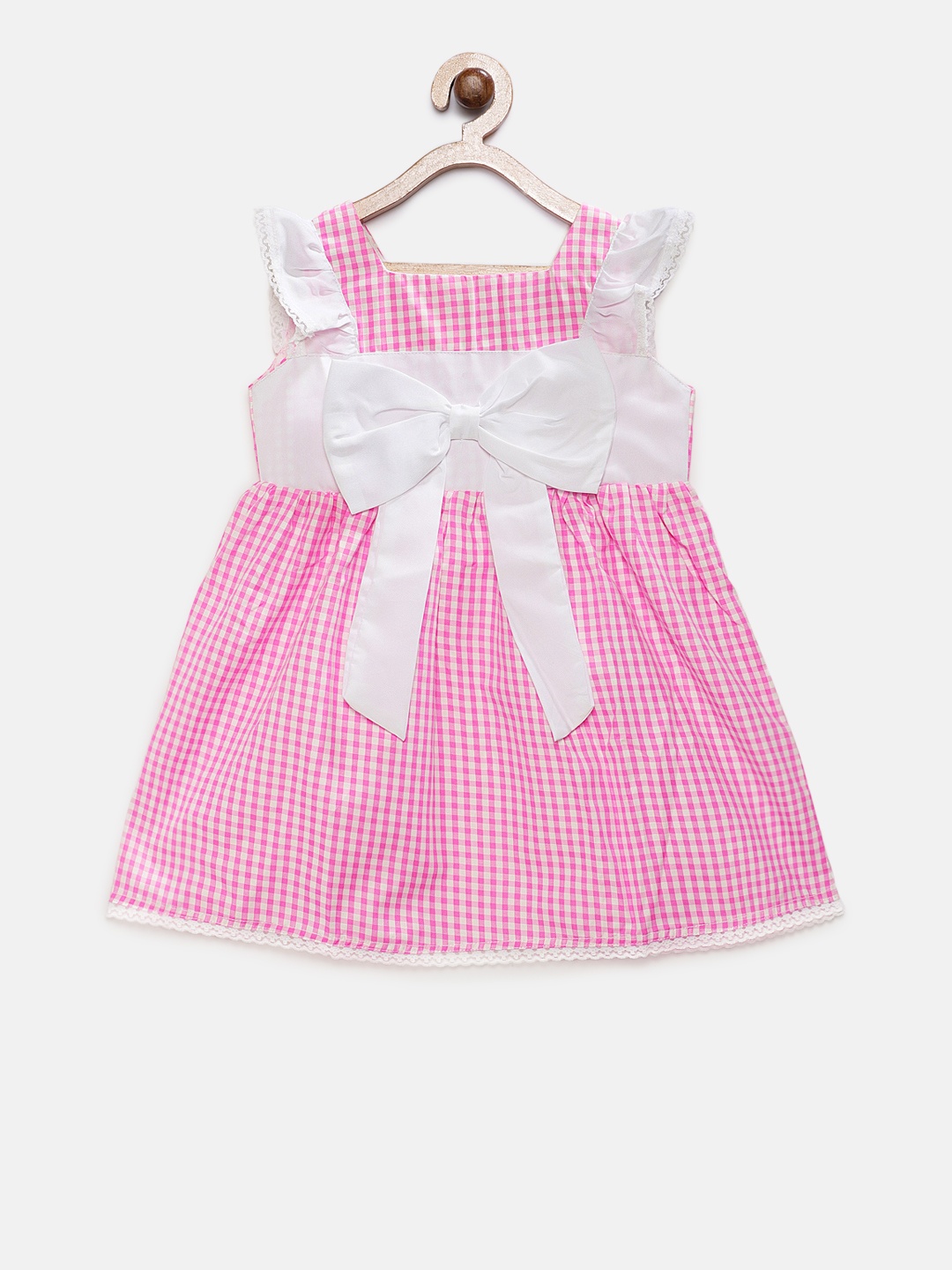 

MANY FROCKS & Girls Pink & White Checked Empire Dress