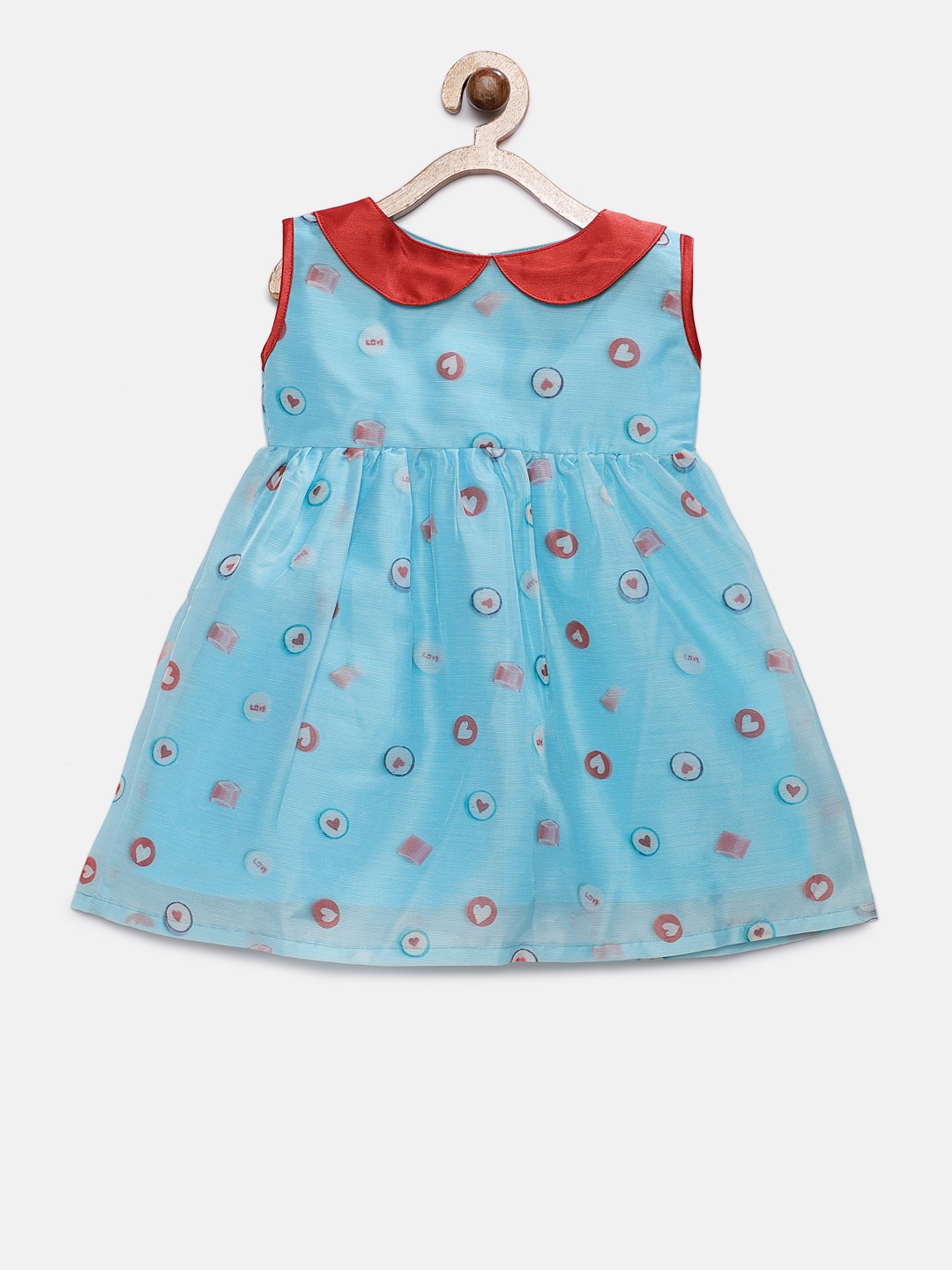 

MANY FROCKS & Girls Blue Printed Fit and Flare Dress