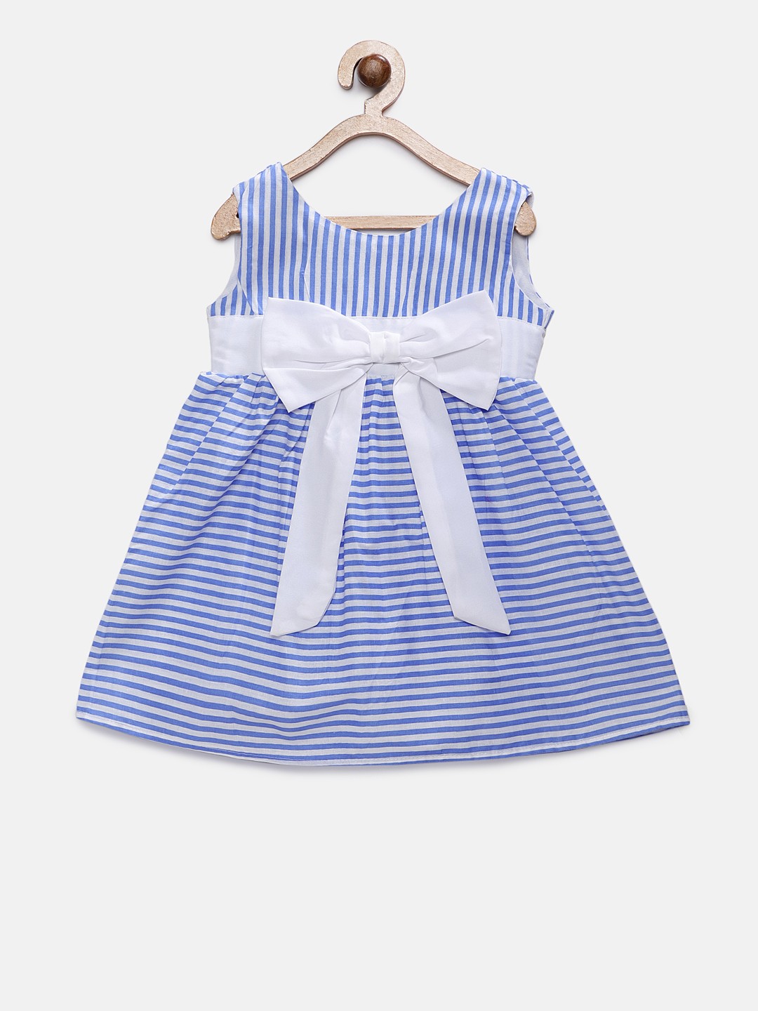 

MANY FROCKS & Girls Blue & White Striped Empire Dress