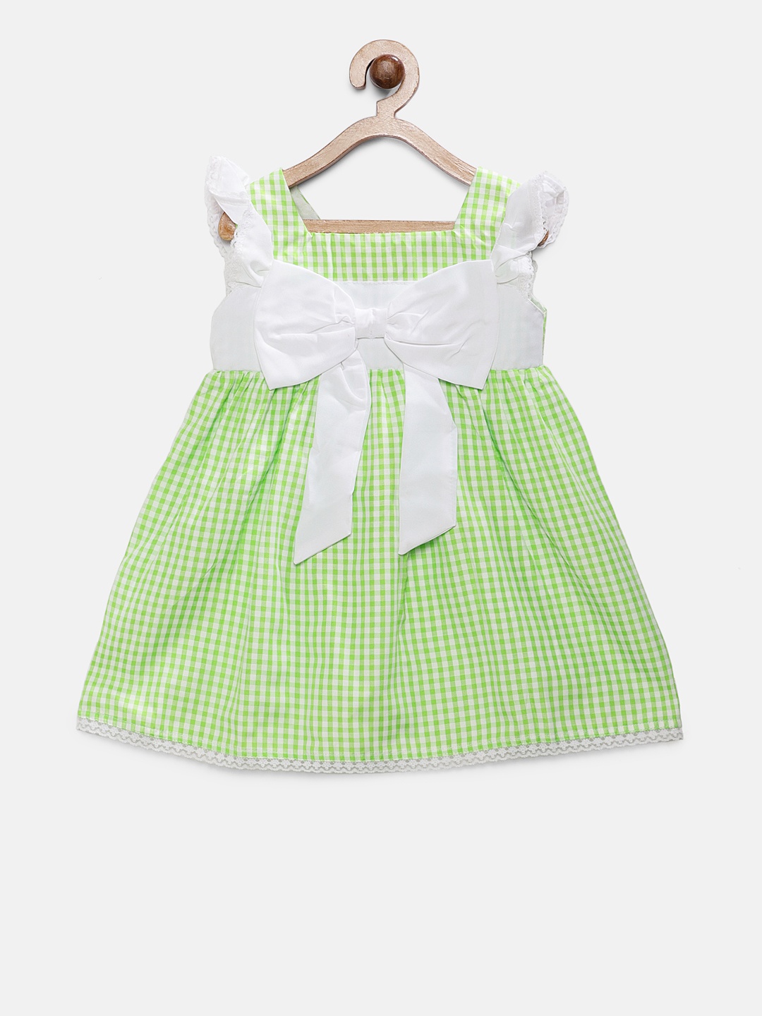 

MANY FROCKS & Girls Green & White Checked Empire Dress