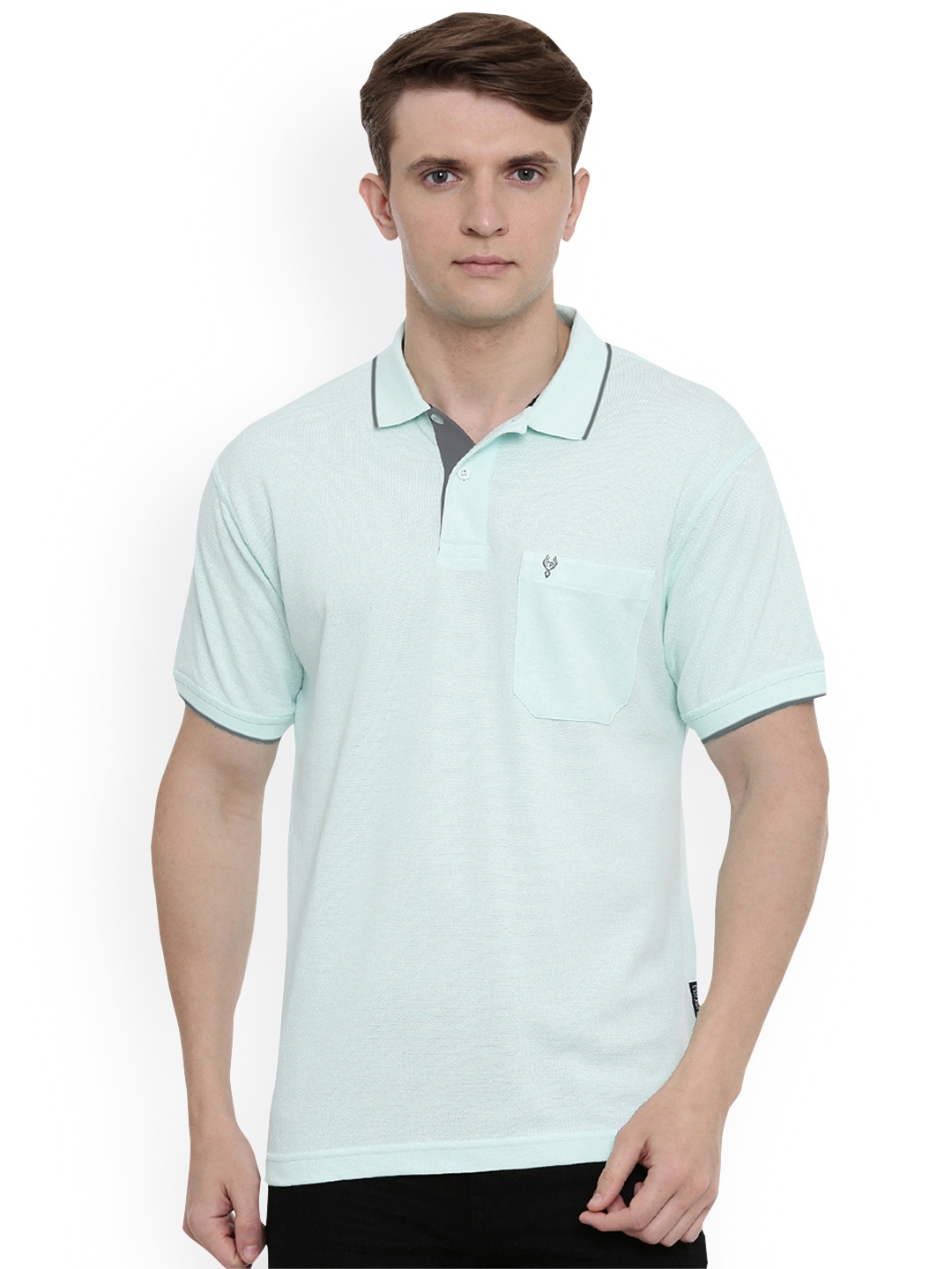 

Classic Polo Men Green Solid Polo Collar T-shirt