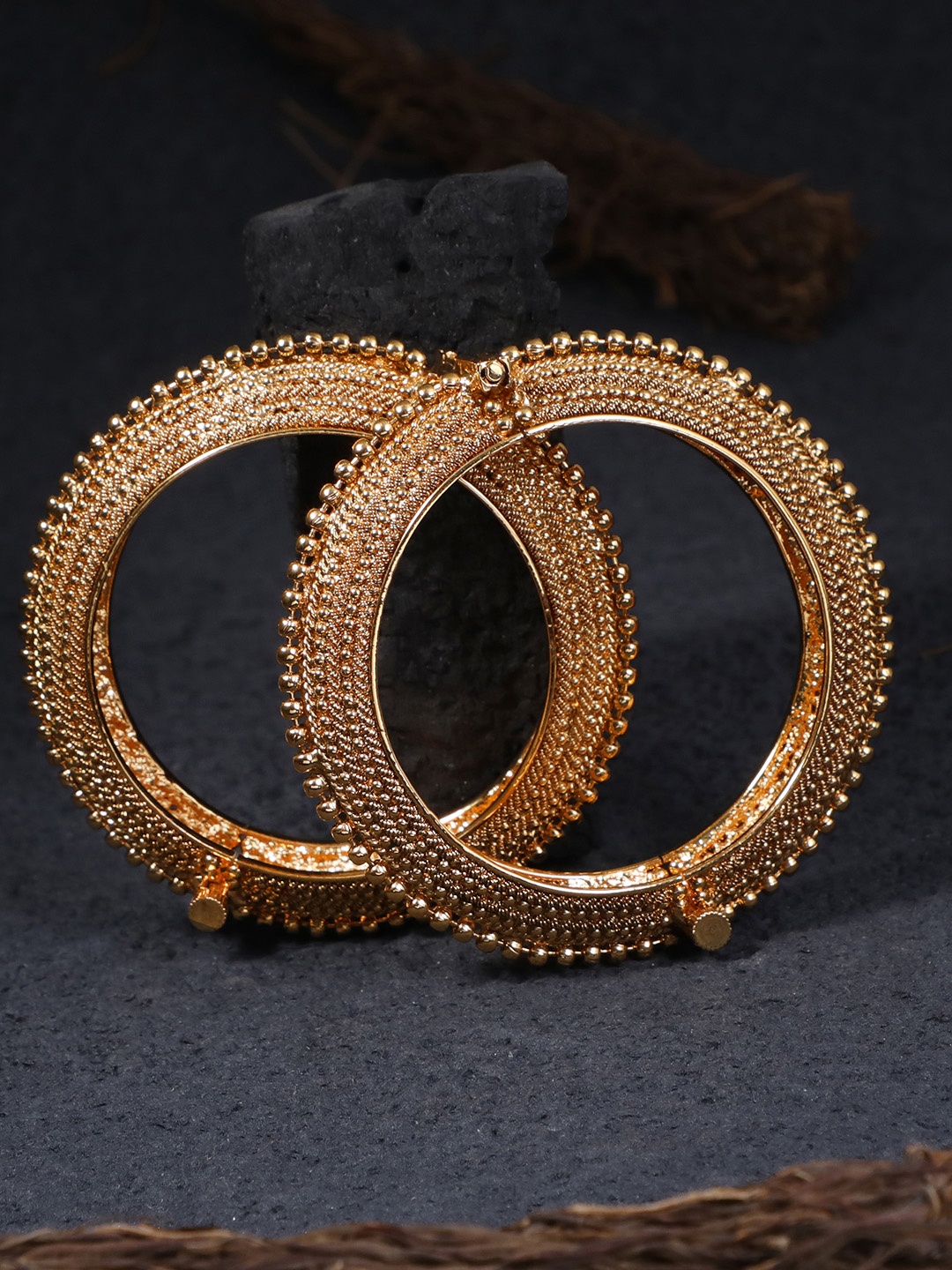 

Adwitiya Collection Set Of 2 24K Gold-Plated Embellished Designer Bangles