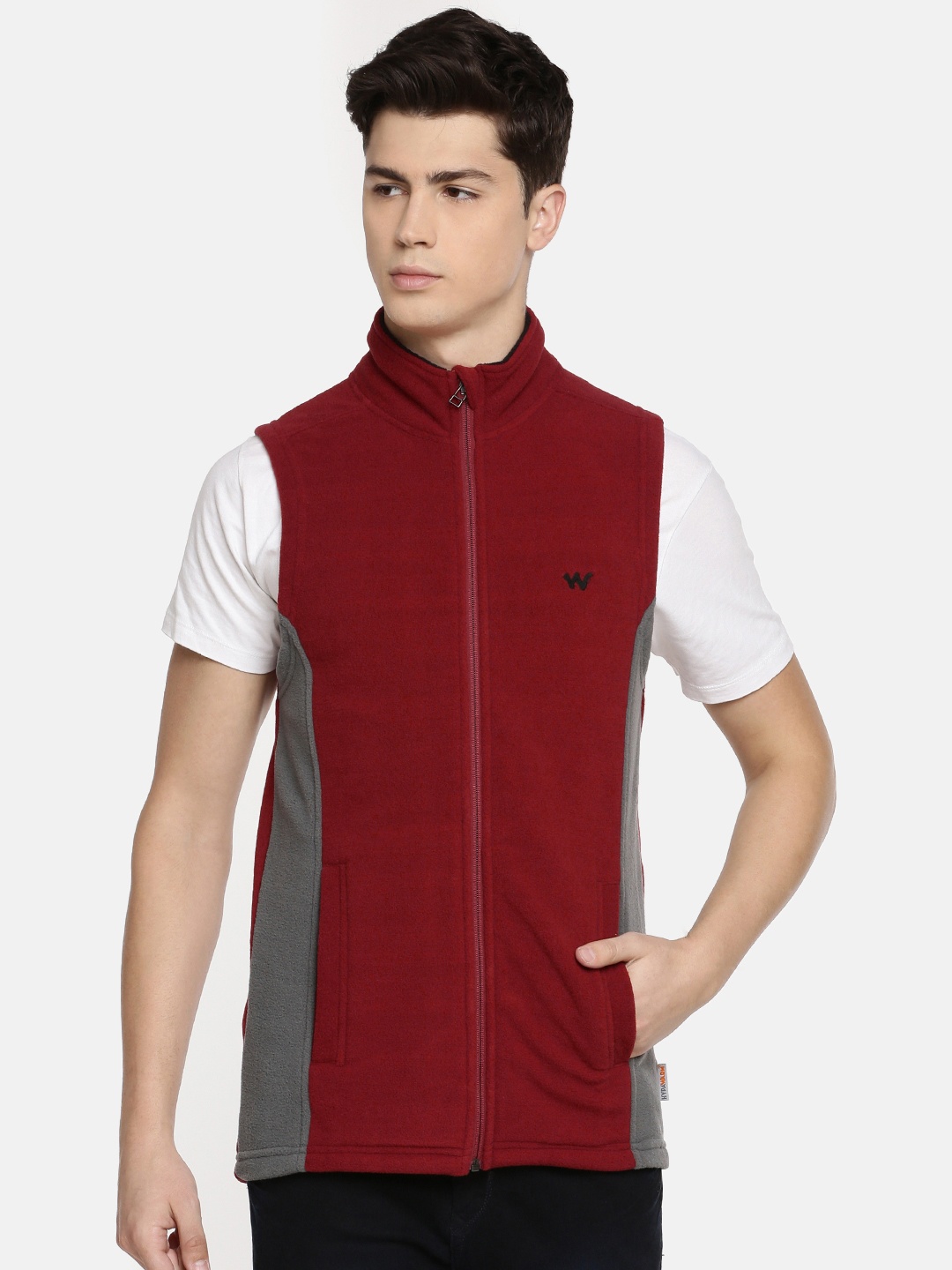 

Wildcraft Men Red & Grey Colourblocked Sweatshirt