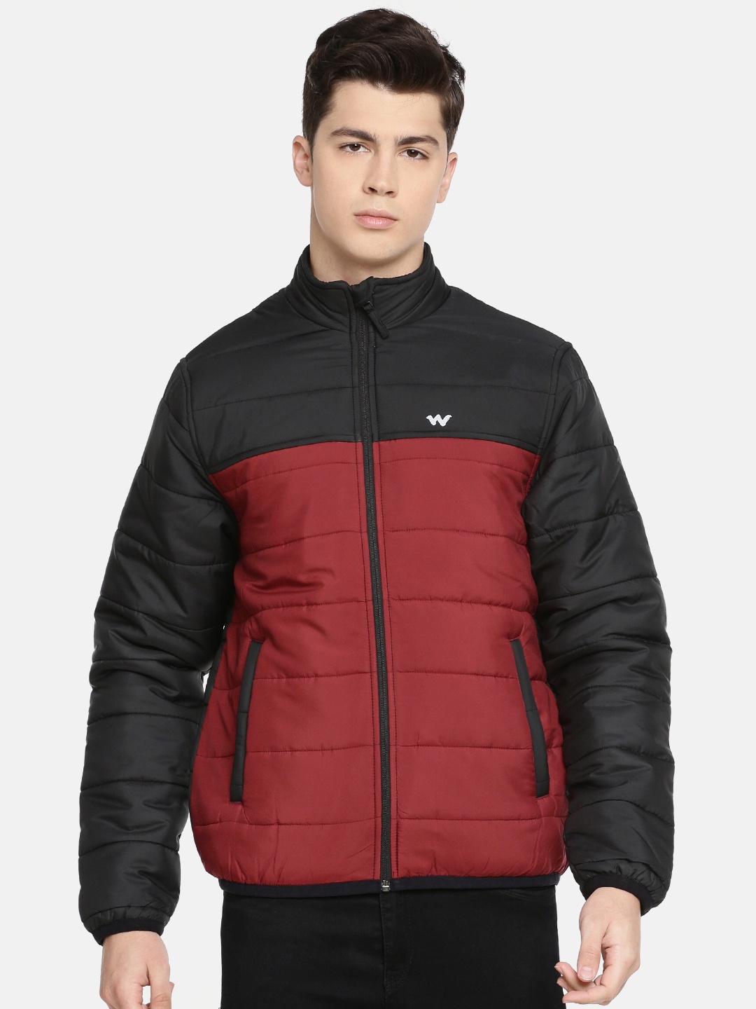 

Wildcraft Men Red & Black Colourblocked Padded Jacket