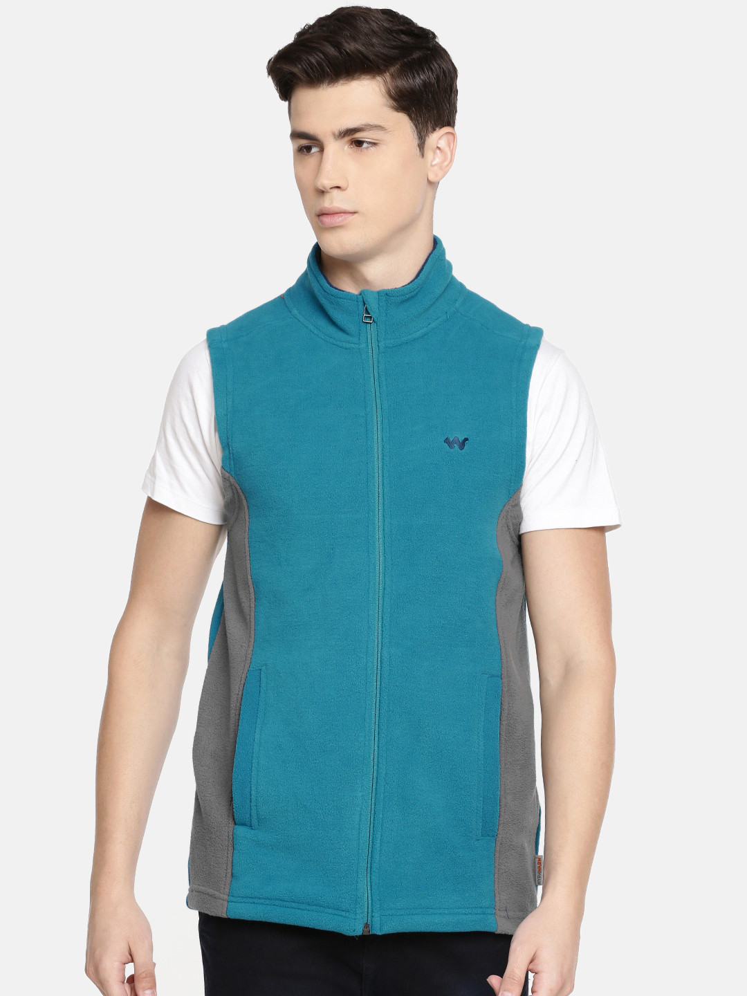 

Wildcraft Men Turquoise Blue Solid Hooded Sweatshirt