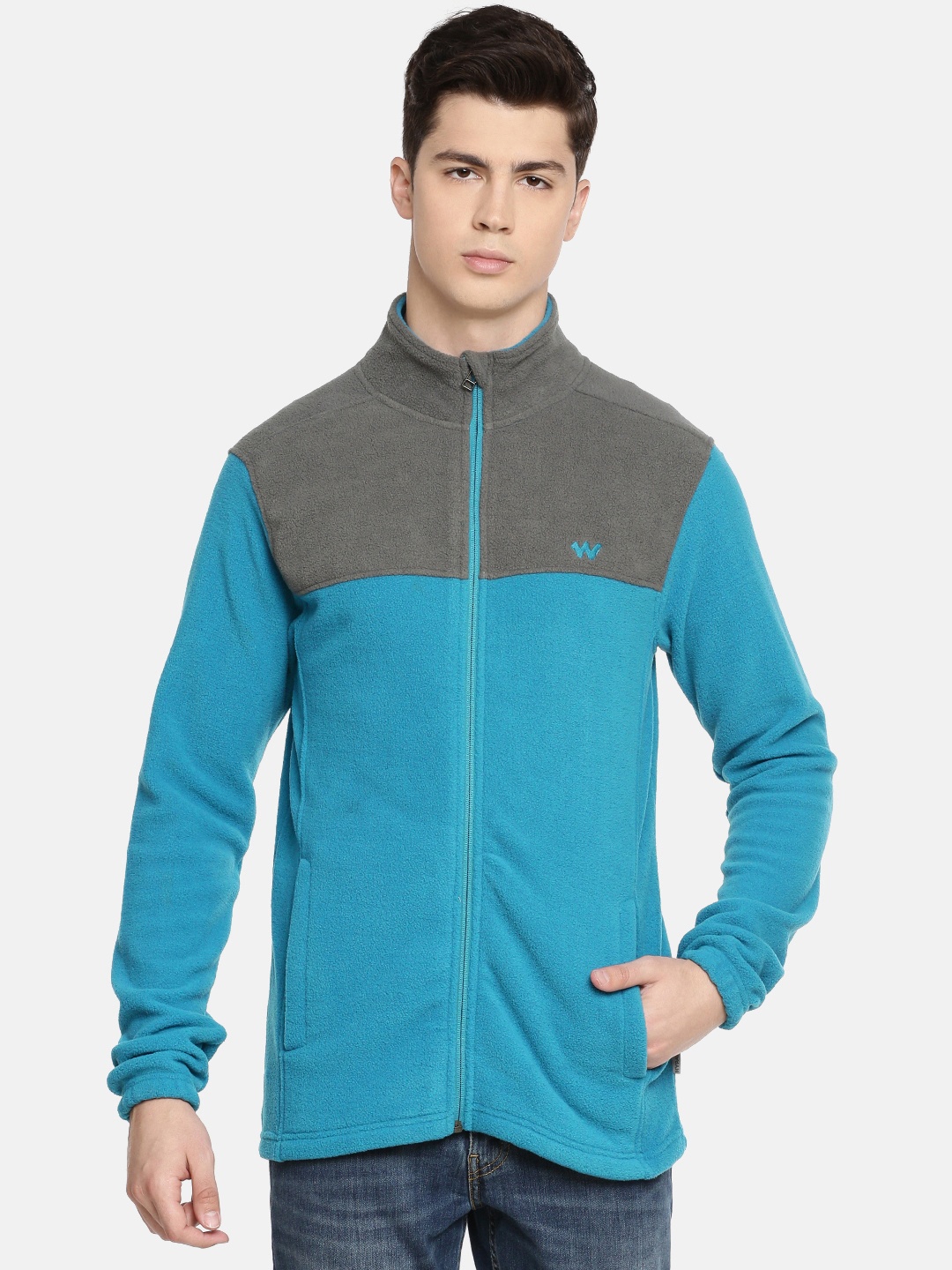 

Wildcraft Men Teal Blue & Grey Colourblocked Sweatshirt