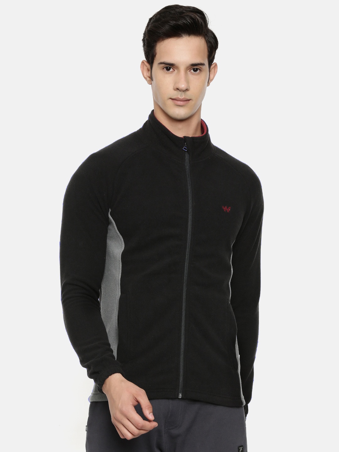 

Wildcraft Men Black Solid Open Front Fleece Jacket